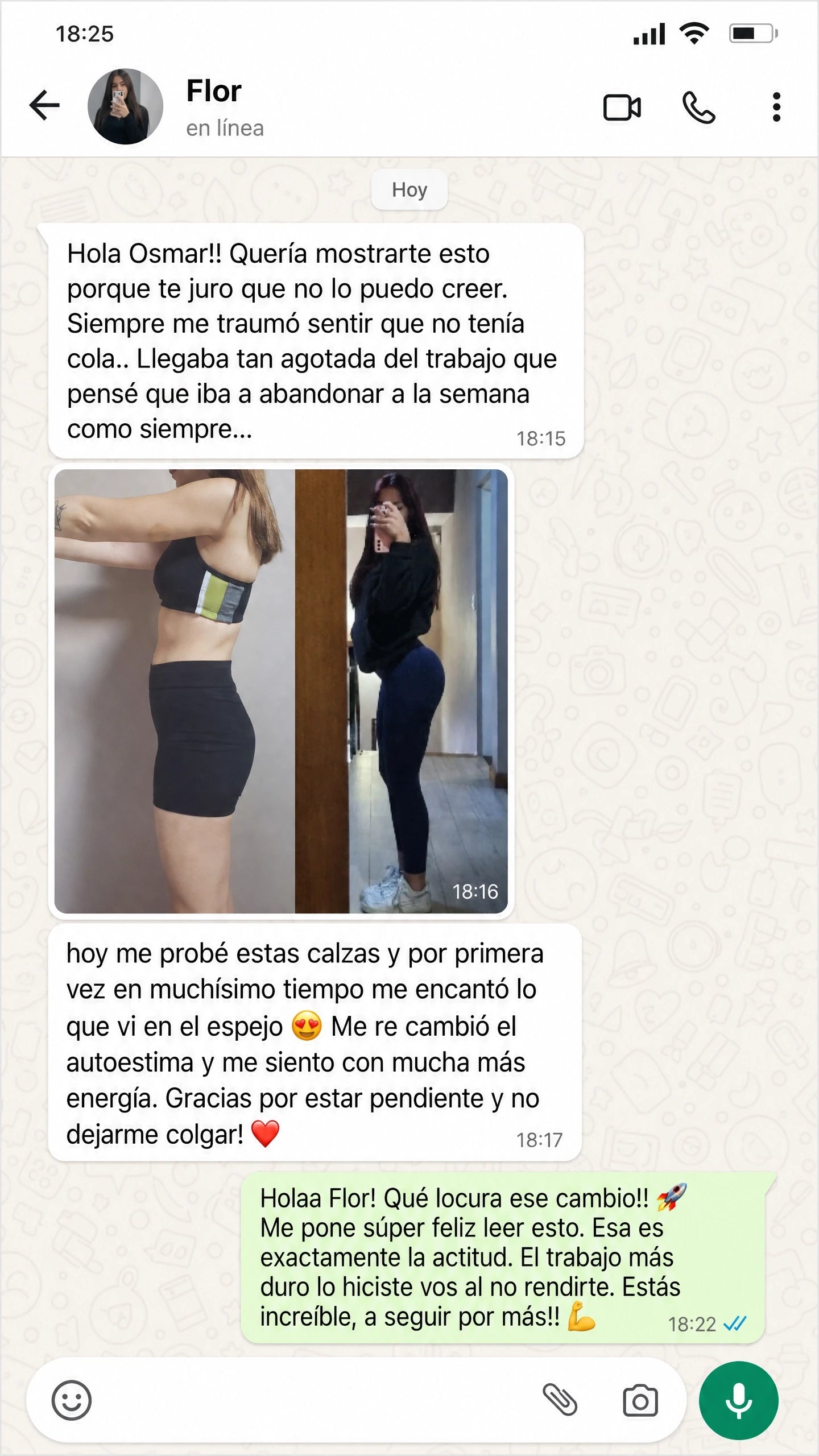 Testimonio de Flor por WhatsApp
